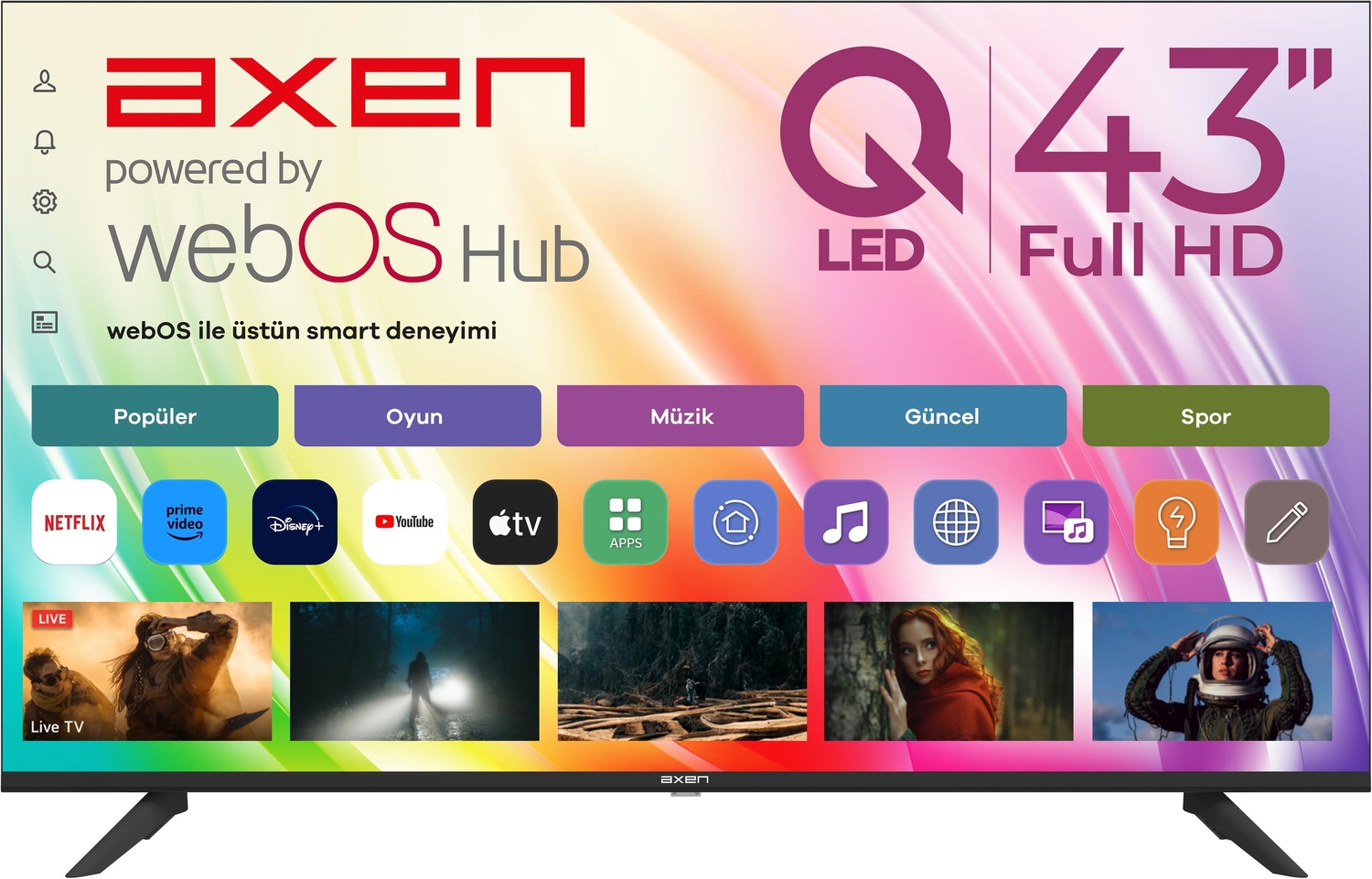Axen AX43QFMLN-W02S 43" 109 Ekran Uydu Alıcılı Full HD QLED webOS Smart TV