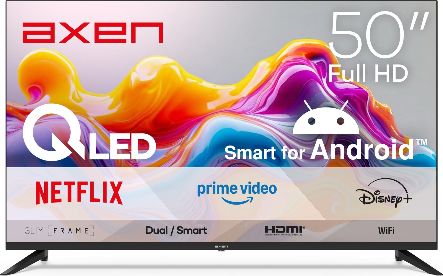 Axen AX50QFPRL-A14S 50" 126 Ekran Uydu Alıcılı Full Hd Android Smart QLED Tv - Siyah