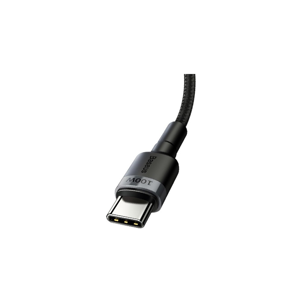 Baseus Cafule PD2.0 100W USB-C - Type-C Data ve Şarj Kablosu 20V 5A 2 mt CATKLF-ALG1 - Siyah - Gri