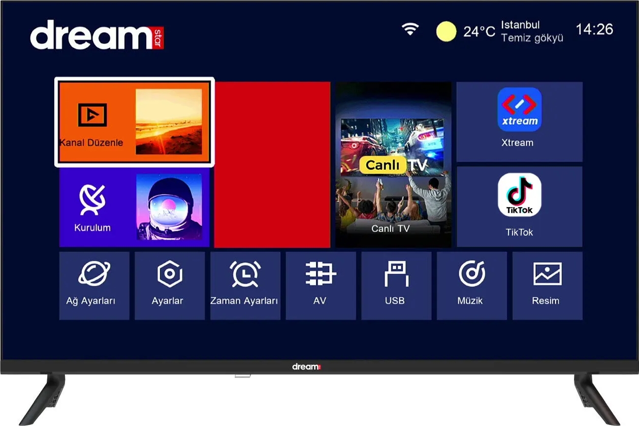 Dreamstar 32DSE100 32 İnç 82 Ekran | Uydu Alıcılı | Dahili Wi-Fi LED HD TV 1366 x 768 Çözünürlük Smart TV Uydu Alıcılı