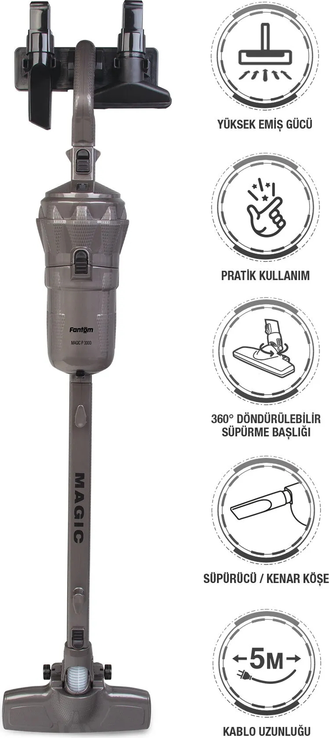 Fantom Magıc P 3000 Toz Torbasız Dikey Süpürge Antrasit