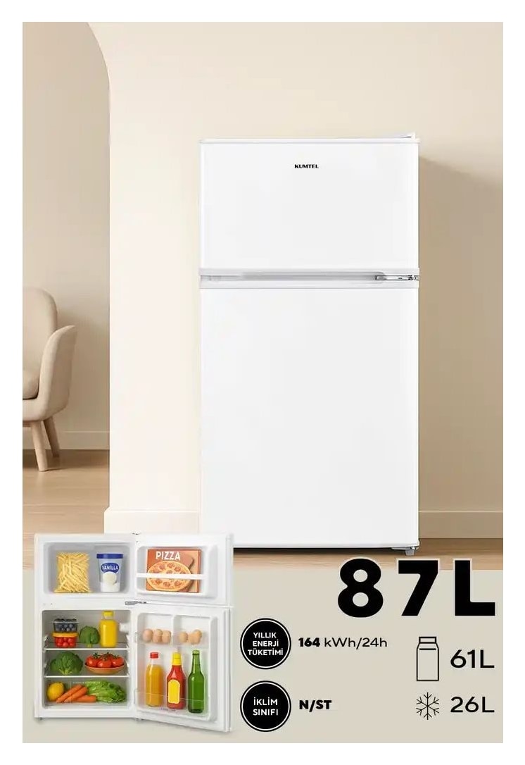 KUMTEL 87L MİNİ BUZDOLABI BEYAZ HTMF-90EW