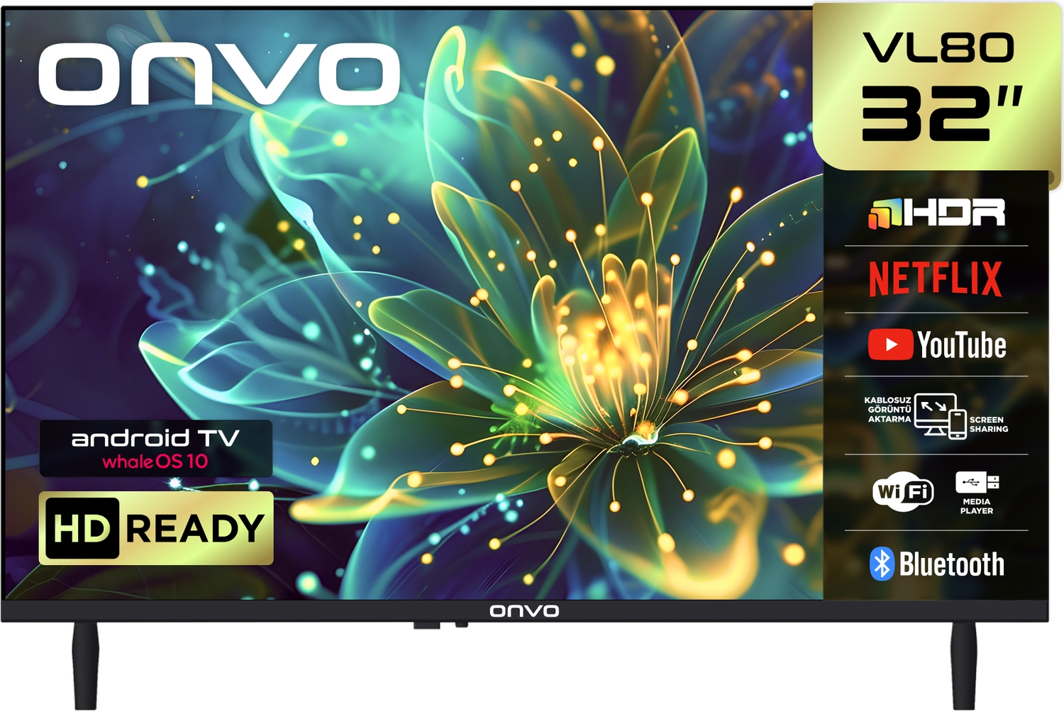 Onvo 32VL80F2HA 32'' 82 Ekran Uydu Alıcılı HD Ready WhaleOS LED TV