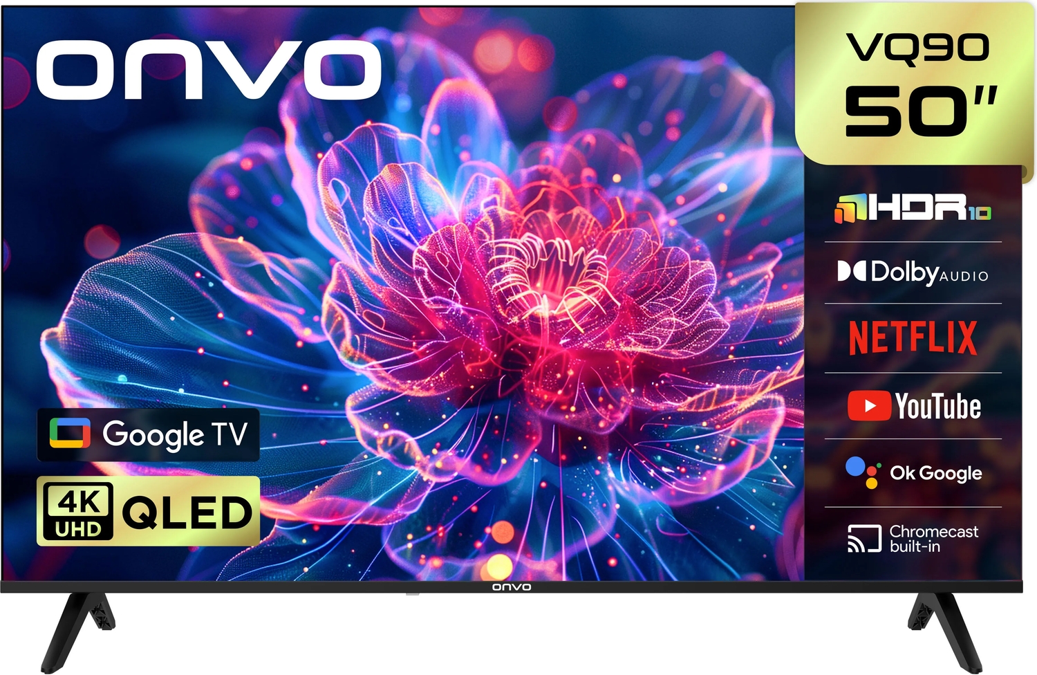 Onvo 50VQ90F3UA 50'' 127 Ekran Uydu Alıcılı 4K Ultra HD Google Smart QLED TV
