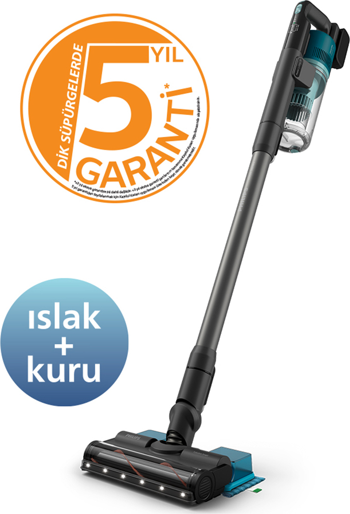 Philips 6000 Serisi Kablosuz Dikey Süpürge, PowerCyclone 11, Aqua Modül ile Kolay Mop, TriActive LED Başlık, 64 Dakika Kullanım, XC6553/01