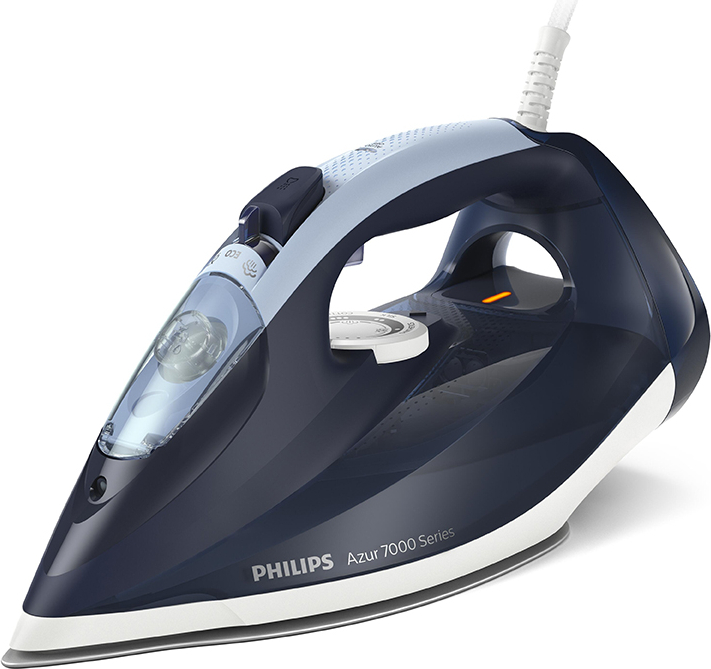 Philips 7000 Serisi Buharlı Ütü, 2800W, SteamGlide Plus Taban, 50 g/dk Sürekli Buhar, 250 g, Şok Buhar, SteamGlide Plus, Koyu Mavi, DST7030/20