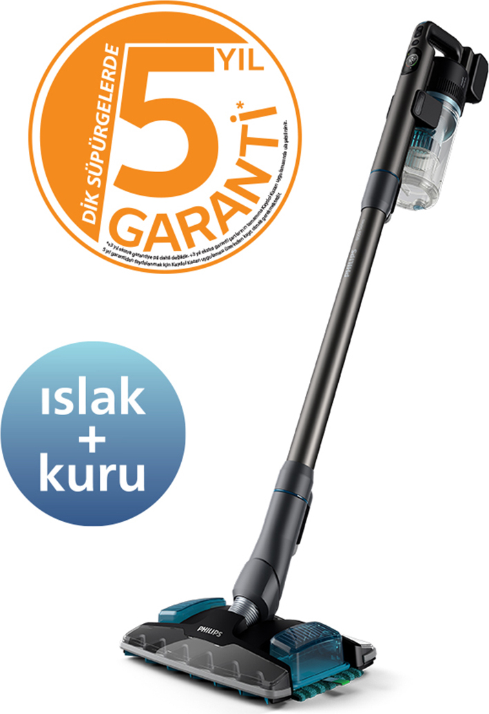 Philips 8000 Serisi Aqua Plus Kablosuz Dik Süpürge, 25,2 V, 80 dk'ya kadar Çalışma Süresi, PrecisionPower Başlık, Aqua Plus Başlık, XC8053/01