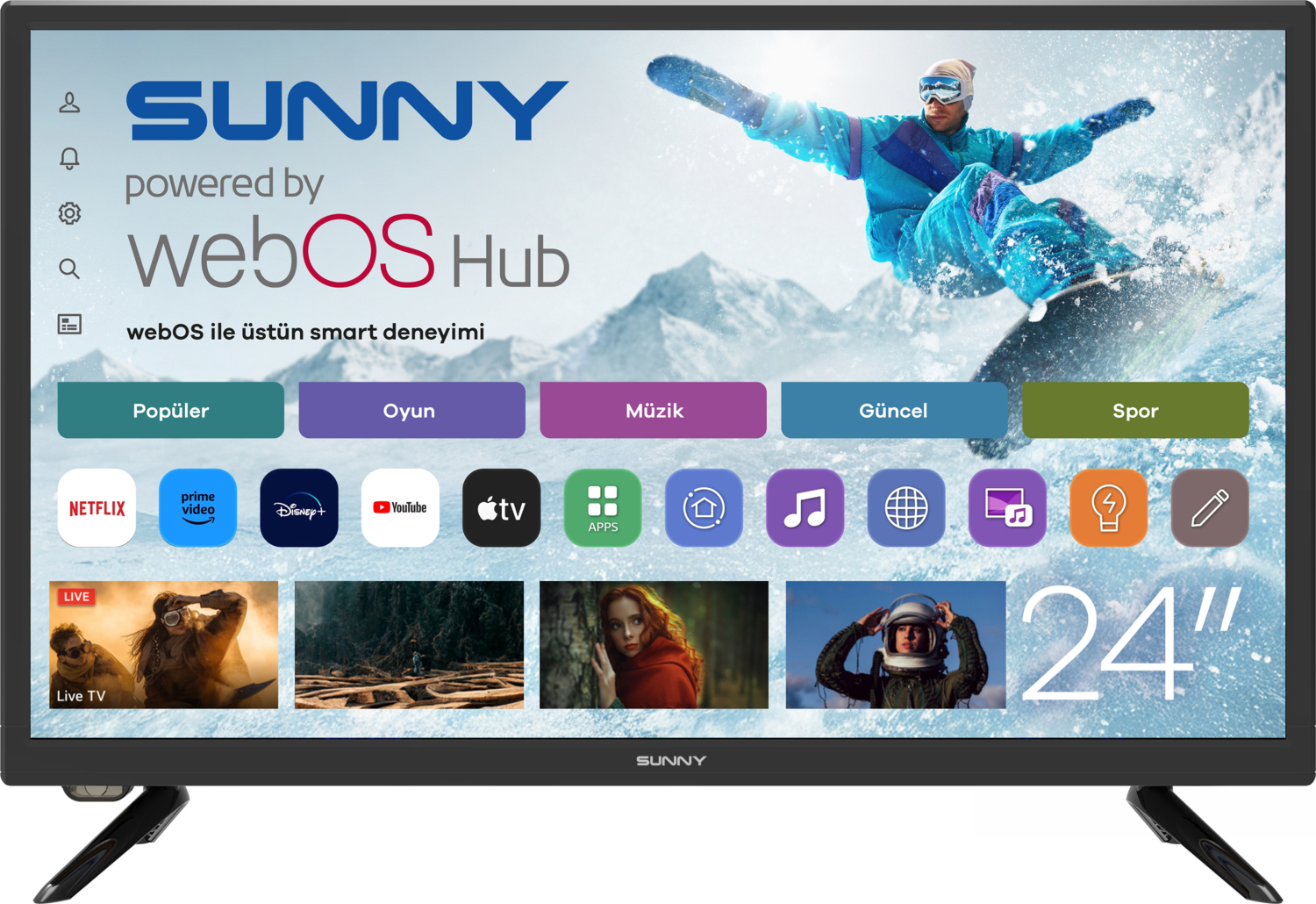 Sunny SN24LEDl262-S 24'' 60 Ekran Uydu Alıcılı HD Ready webOS Smart LED TV