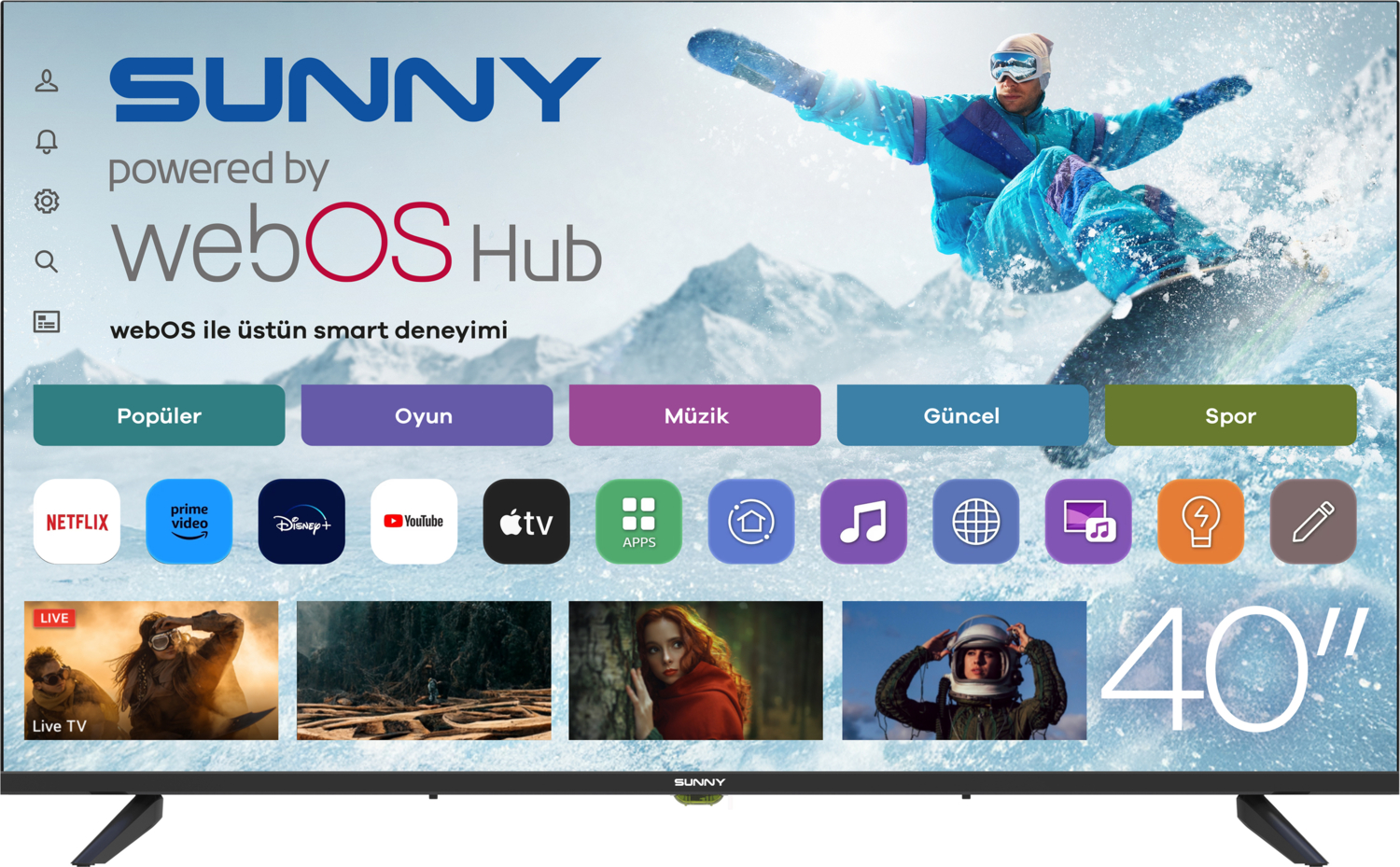 Sunny SN40LEDM-W02S 40'' 101 Ekran Uydu Alıcılı Full HD webOS LED TV